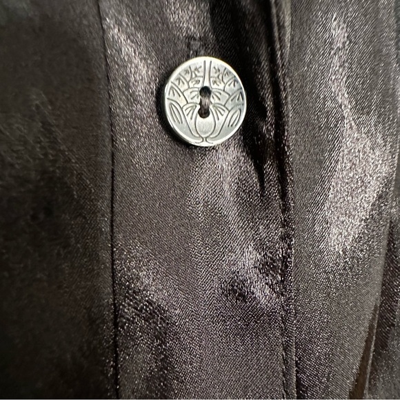 Natori | Black Decadence Sleepshirt Loungewear Leopard Jacquard Satin Size XL - Picture 6 of 7